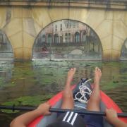 Pénard dans le kayak au port St Marcel à Metz