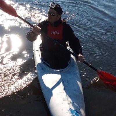 Test d'un kayak récupéré, 7 mars 2021 à Bousse